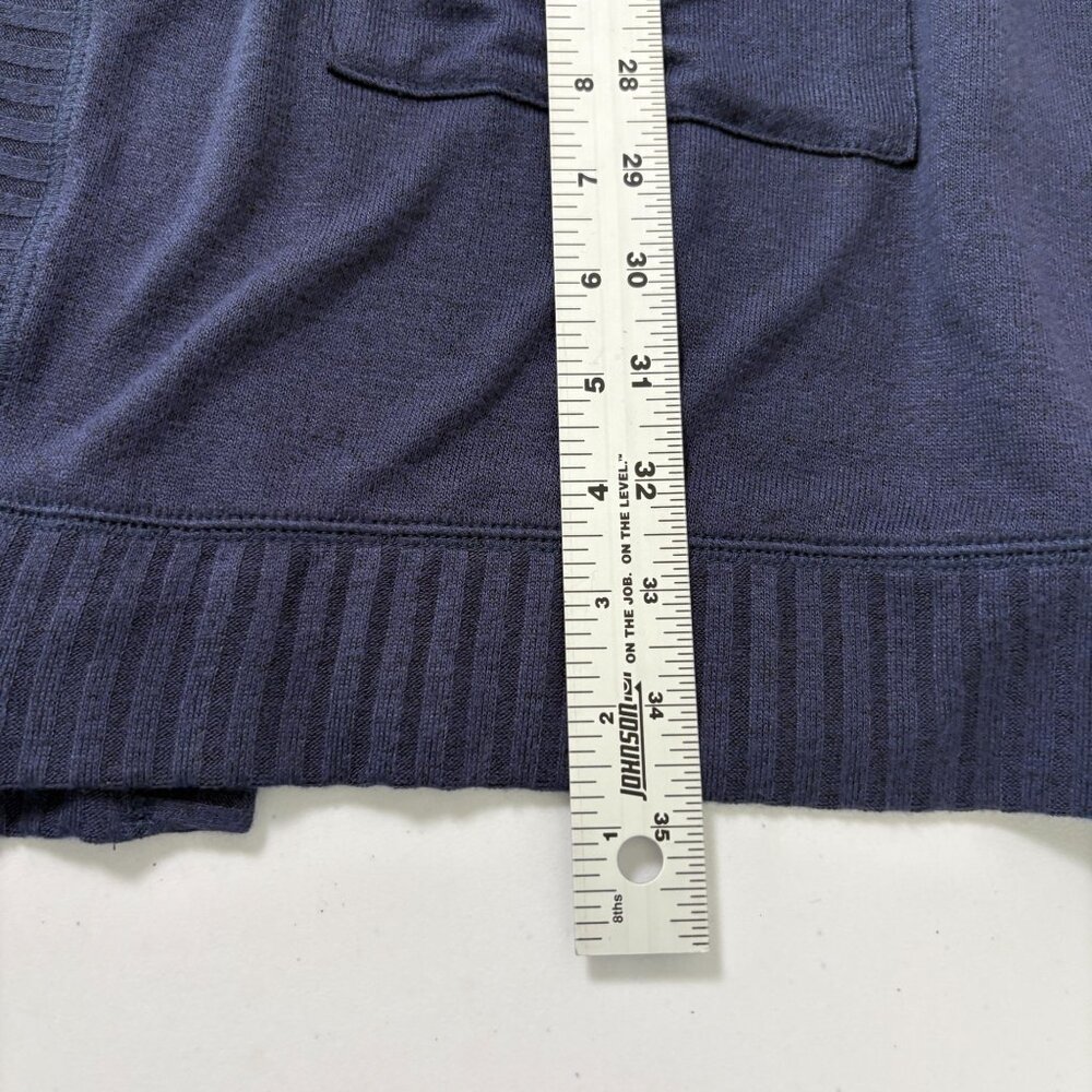 Belle By Kim Gravel Brushed Knit Duster Cardigan Rib Trim Size XL Blue Pockets - Picture 12 of 13